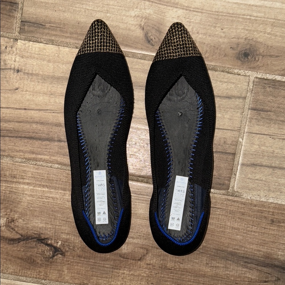 Rothy’s Stylish Black and Gold Women's Flats